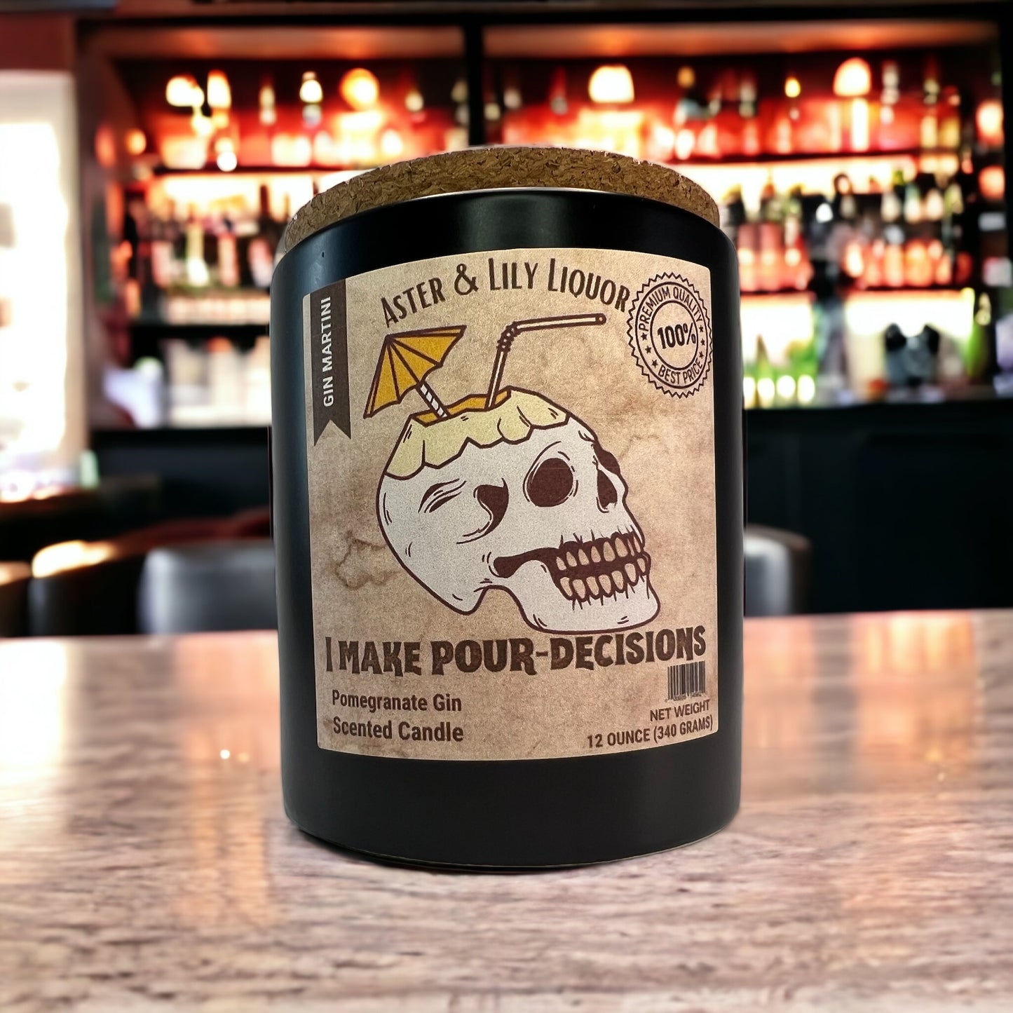 Gin Martini Skeleton Candle