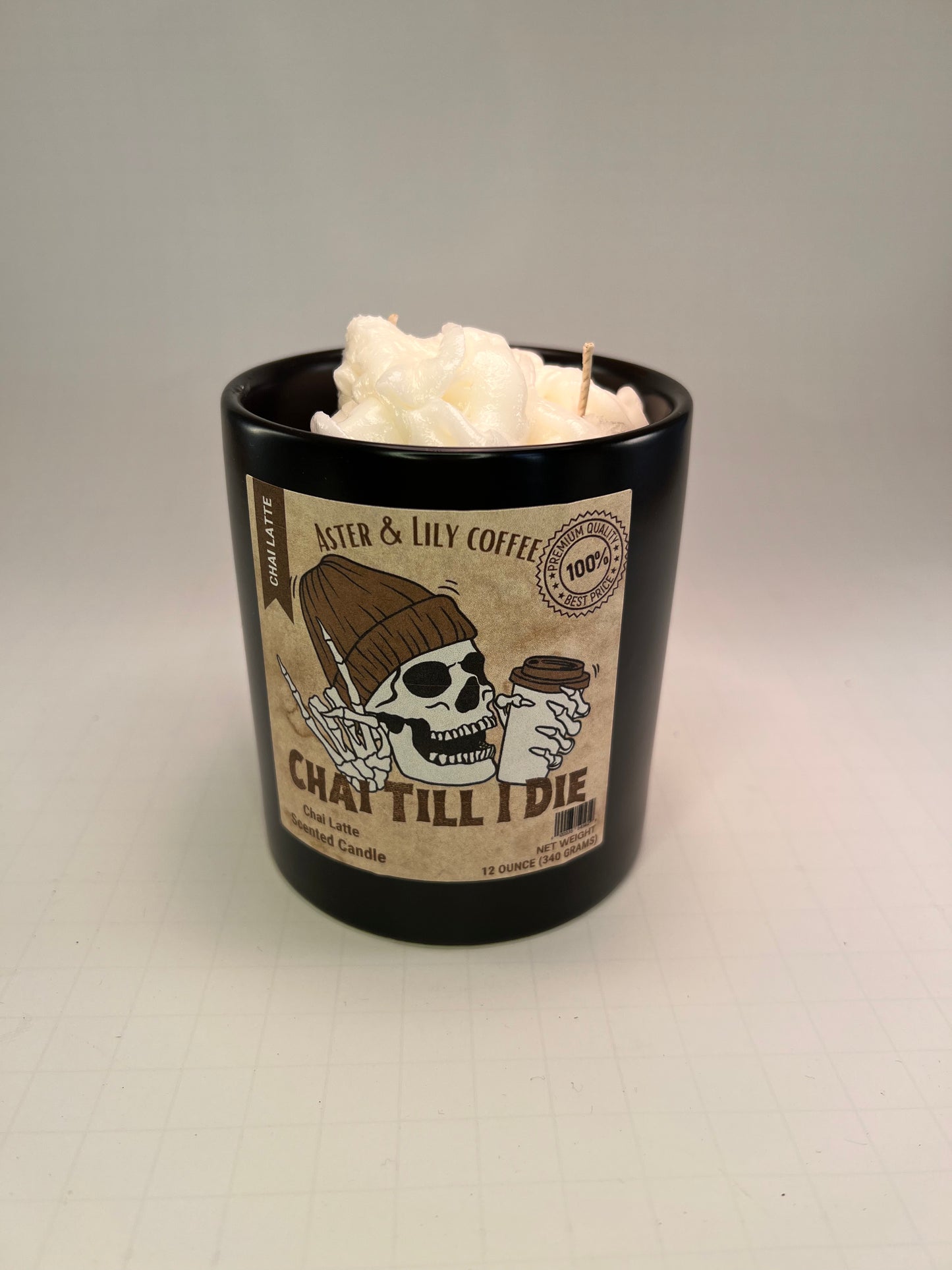 Chai Till I Die Skeleton Candle