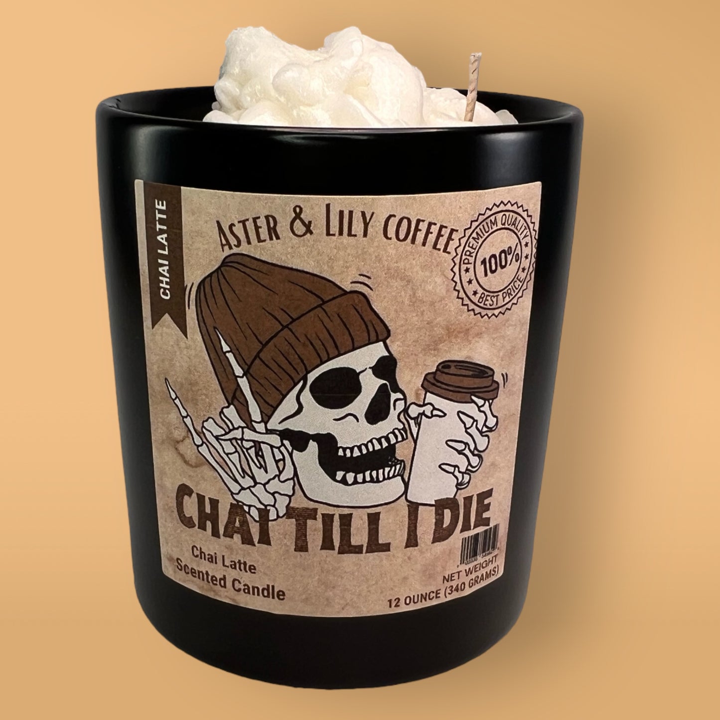 Chai Till I Die Skeleton Candle
