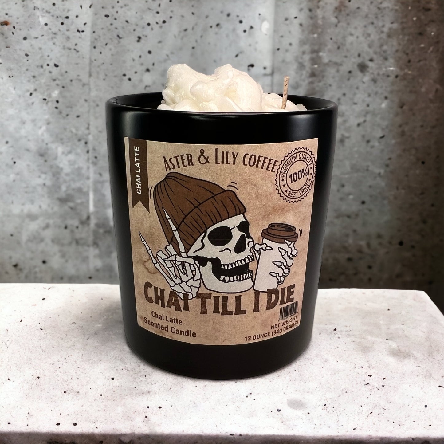 Chai Till I Die Skeleton Candle