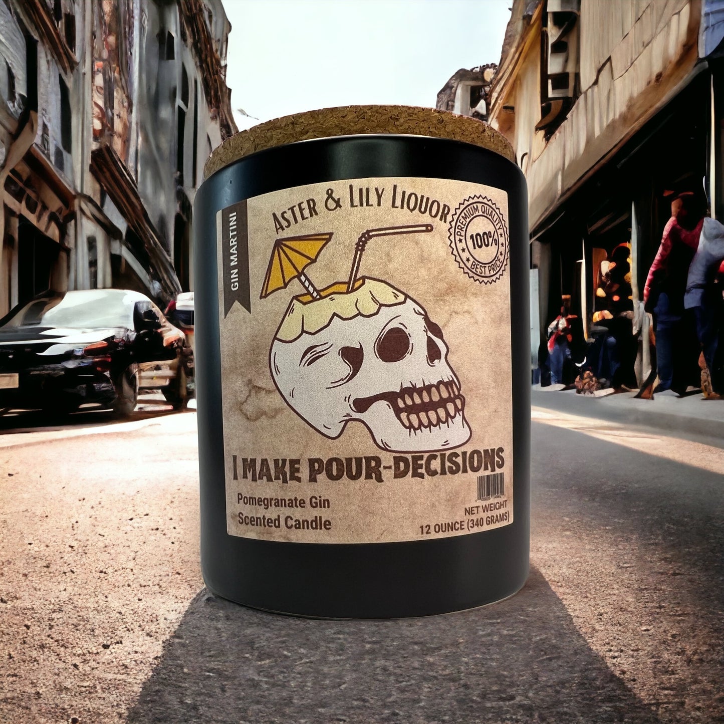 Gin Martini Skeleton Candle