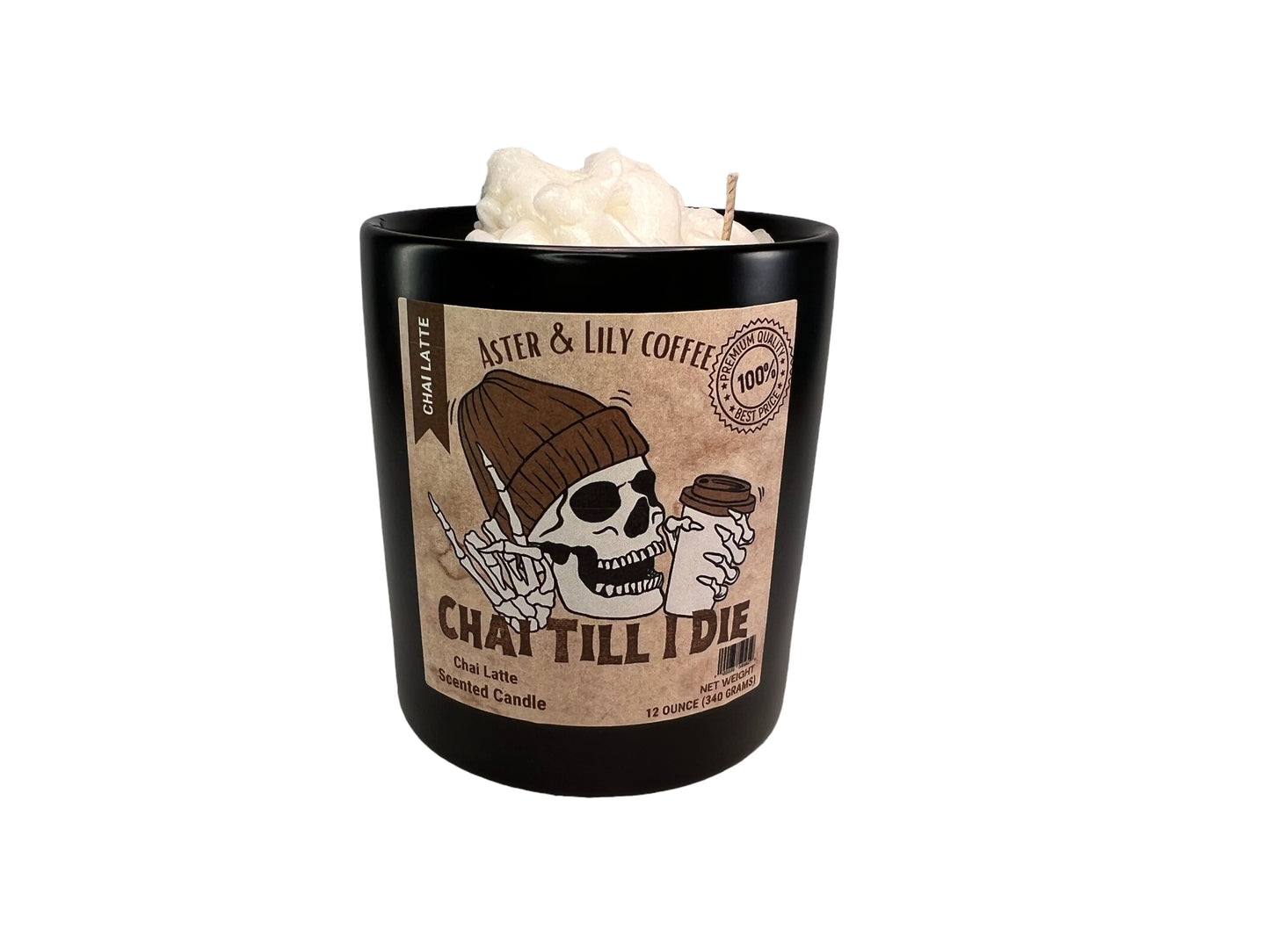 Chai Till I Die Skeleton Candle