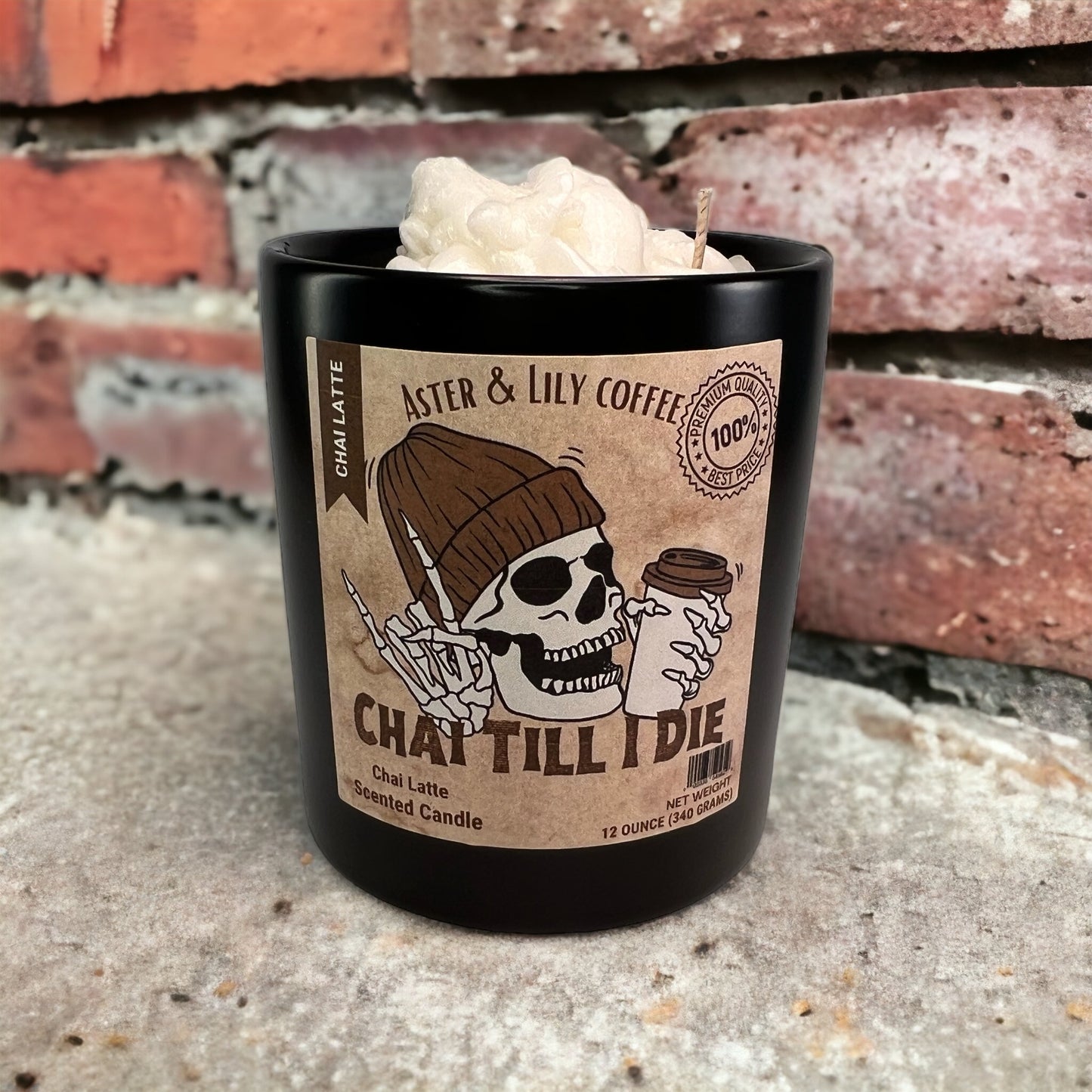 Chai Till I Die Skeleton Candle