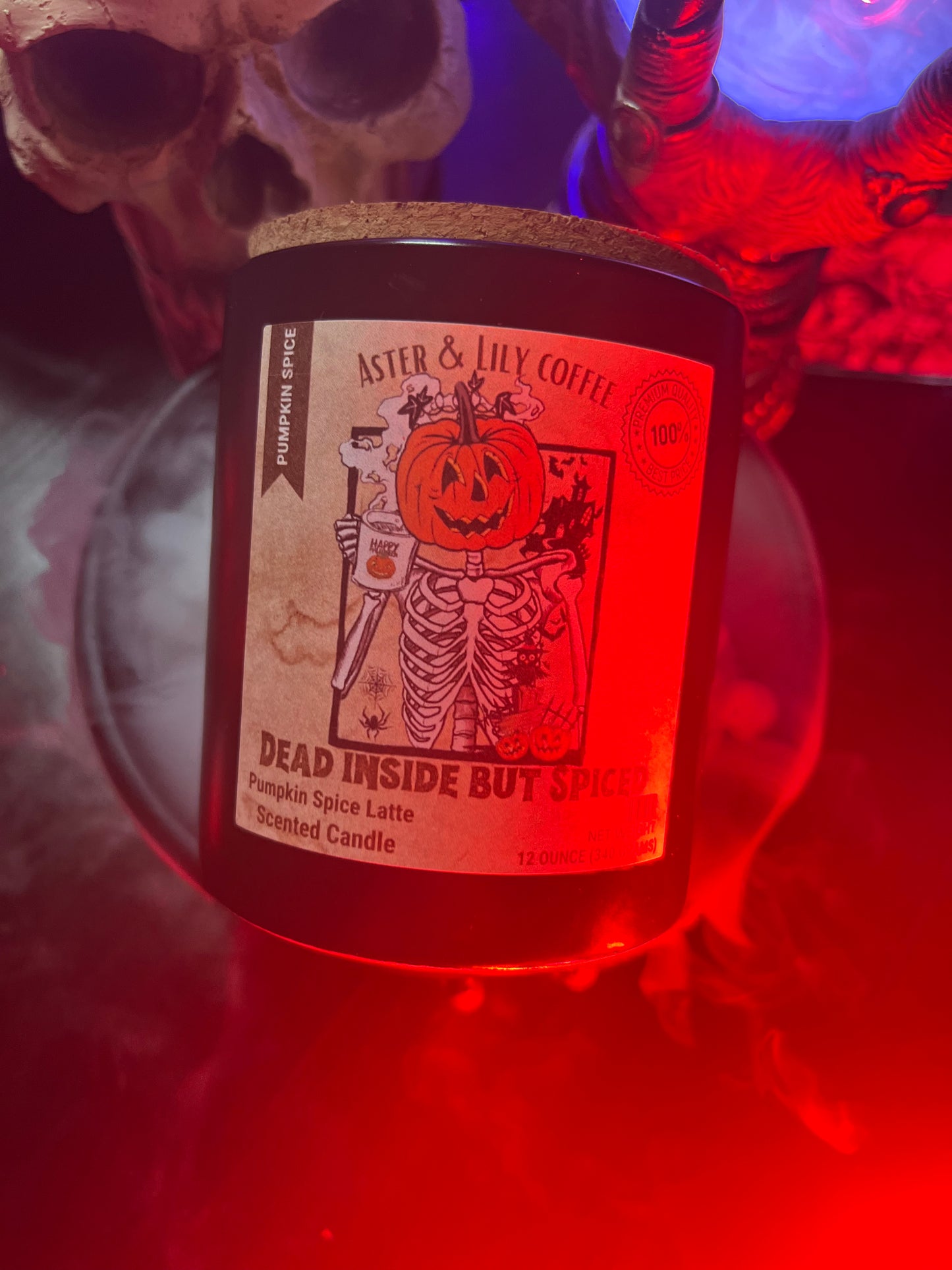 Pumpkin Spice Latte Skeleton/Halloween Candle